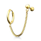 Cherry Diva Earrings GOLD Chain Linked Round Clicker Ear Hoop & Stud Earring
