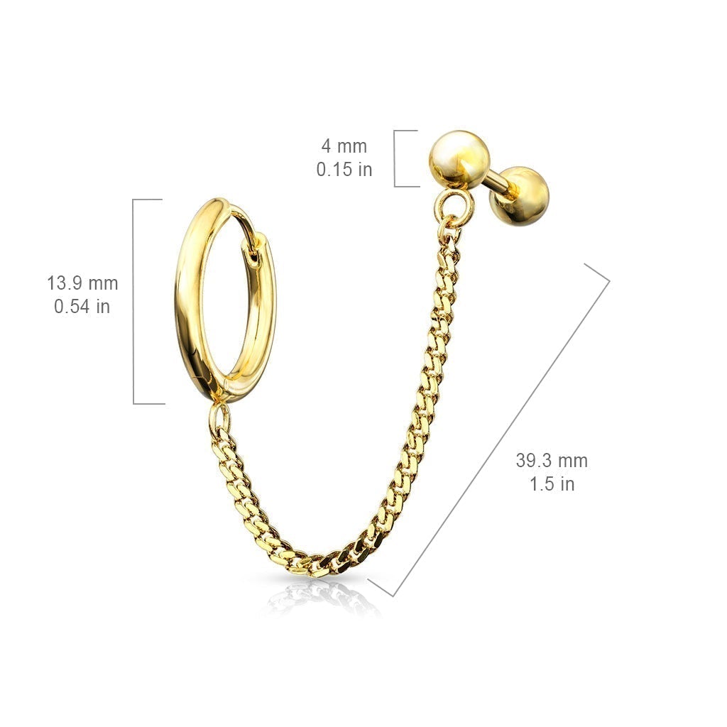 Chain Linked Round Clicker Ear Hoop & Stud Earring