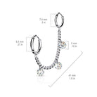 Cherry Diva Earrings Chain Linked Crystal Hoop Clicker Earrings