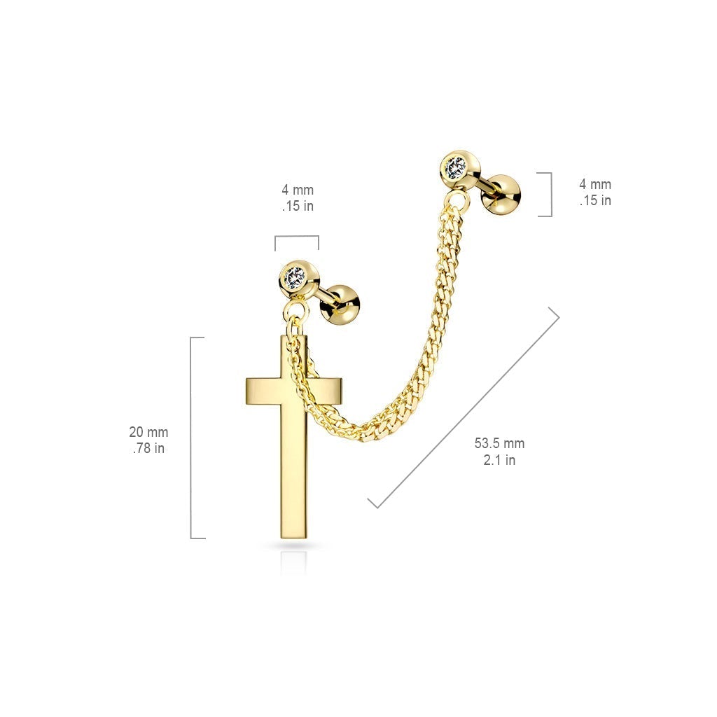 Cherry Diva Earrings Chain Linked Stud & Cross Earring