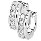 Cherry Diva Earrings Channel Set Crystal Huggie Hoop Earrings Silver