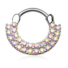 Cherry Diva Septum Ring 16 Gauge Crystal Fan Septum / Cartilage Hinged Ring