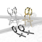 Cherry Diva Earrings Dangling Celtic Crystal Cross Hoop Earrings