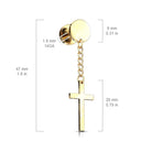 Cherry Diva Earrings Dangling Cross Faux Plug Earring