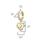 Cherry Diva Earrings Dangling Crystal Heart Hoop Earrings - Silver
