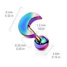 Cherry Diva Stud 16 Gauge Crescent Moon Top Cartilage Stud