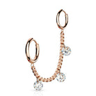 Cherry Diva Earrings ROSE GOLD Chain Linked Crystal Hoop Clicker Earrings
