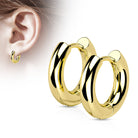 Stainless Steel Hinged Chunky Hoop Earrings - Gold