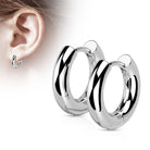 Stainless Steel Hinged Chunky Hoop Earrings - Silver
