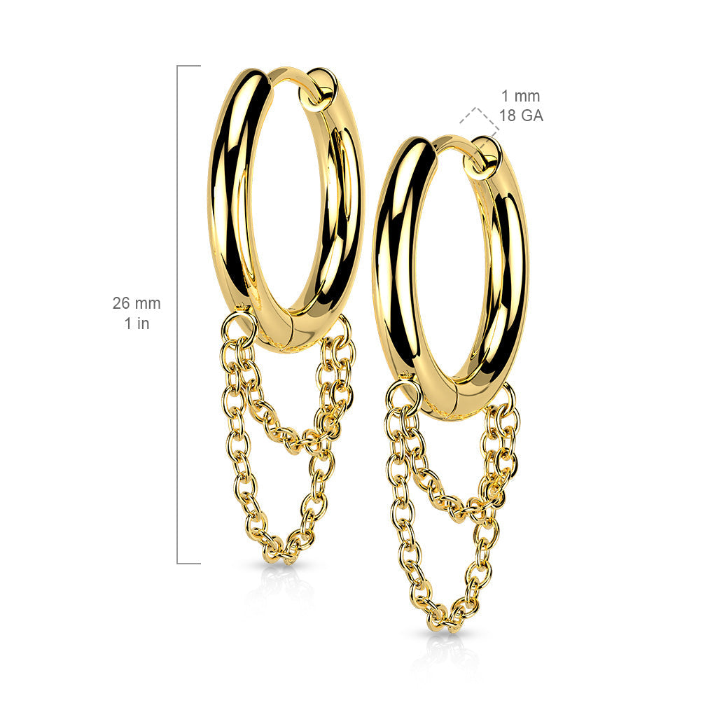 Hoop earrings hotsell with dangling chains