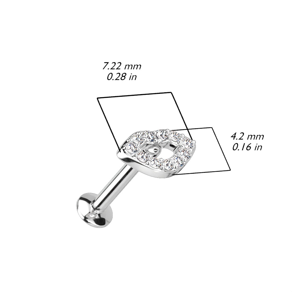 Cherry Diva Flat Back Stud 16 Gauge Flat Back Dainty Push Fit Crystal Lips Stud