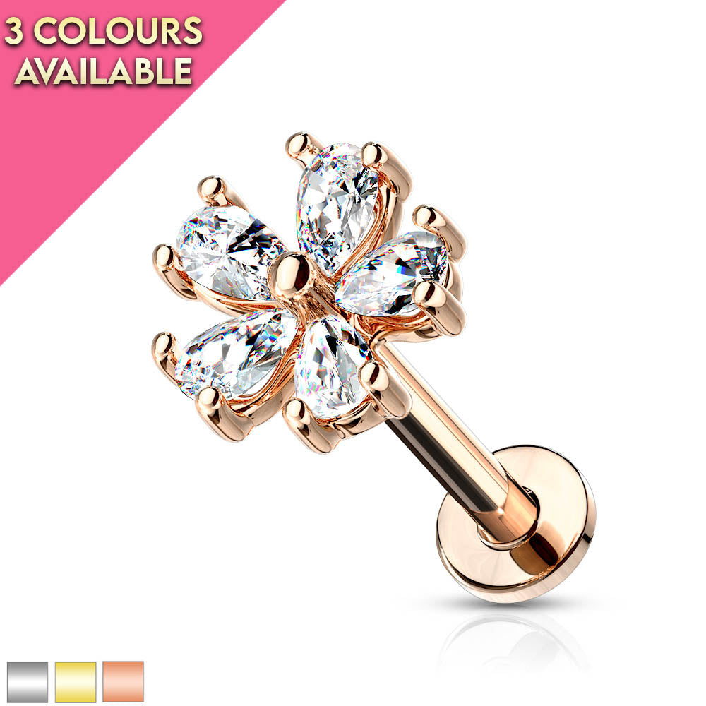 16 Gauge Flat Back Internally Threaded 5 Petal Flower Stud