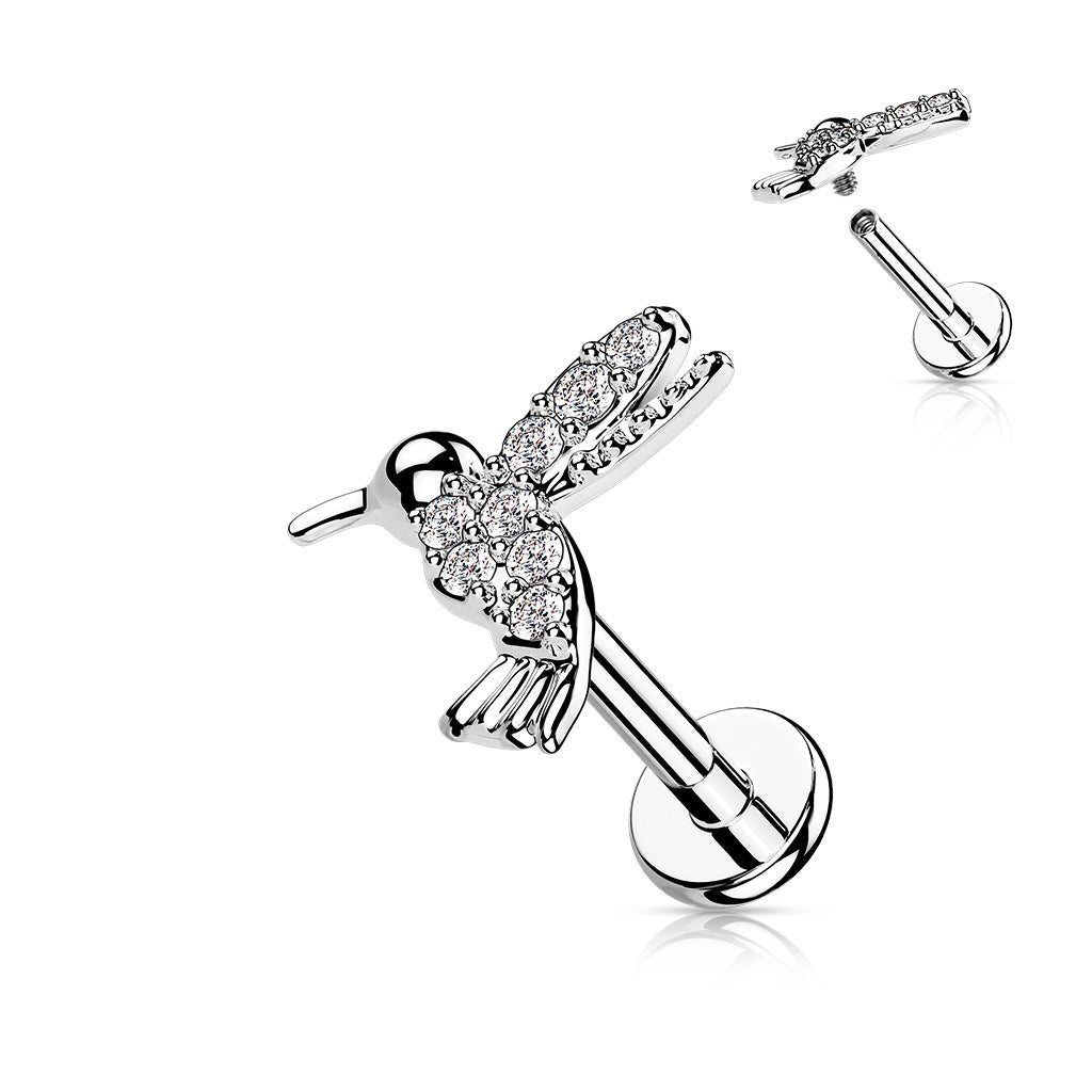 16 Gauge Flat Back Internally Threaded Hummingbird Stud