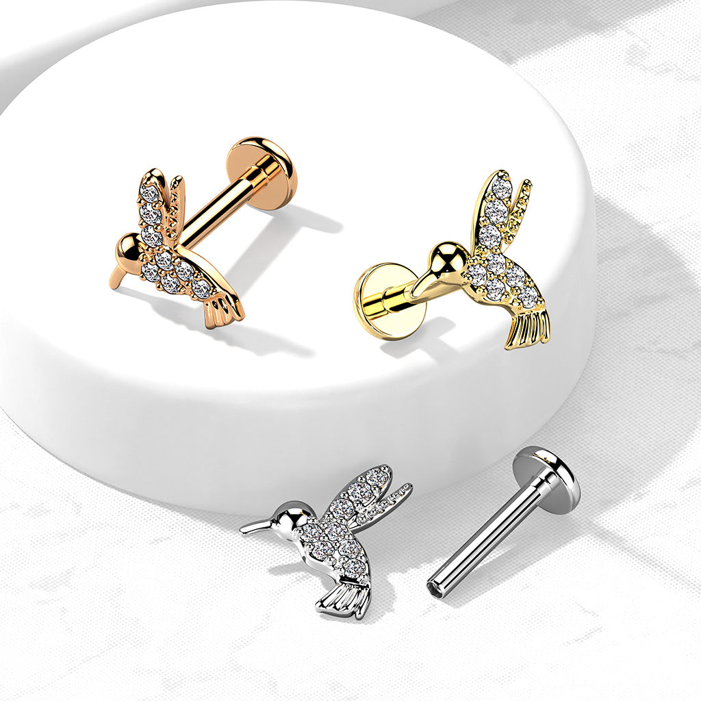 Cherry Diva Flat Back Stud 16 Gauge Flat Back Internally Threaded Hummingbird Stud