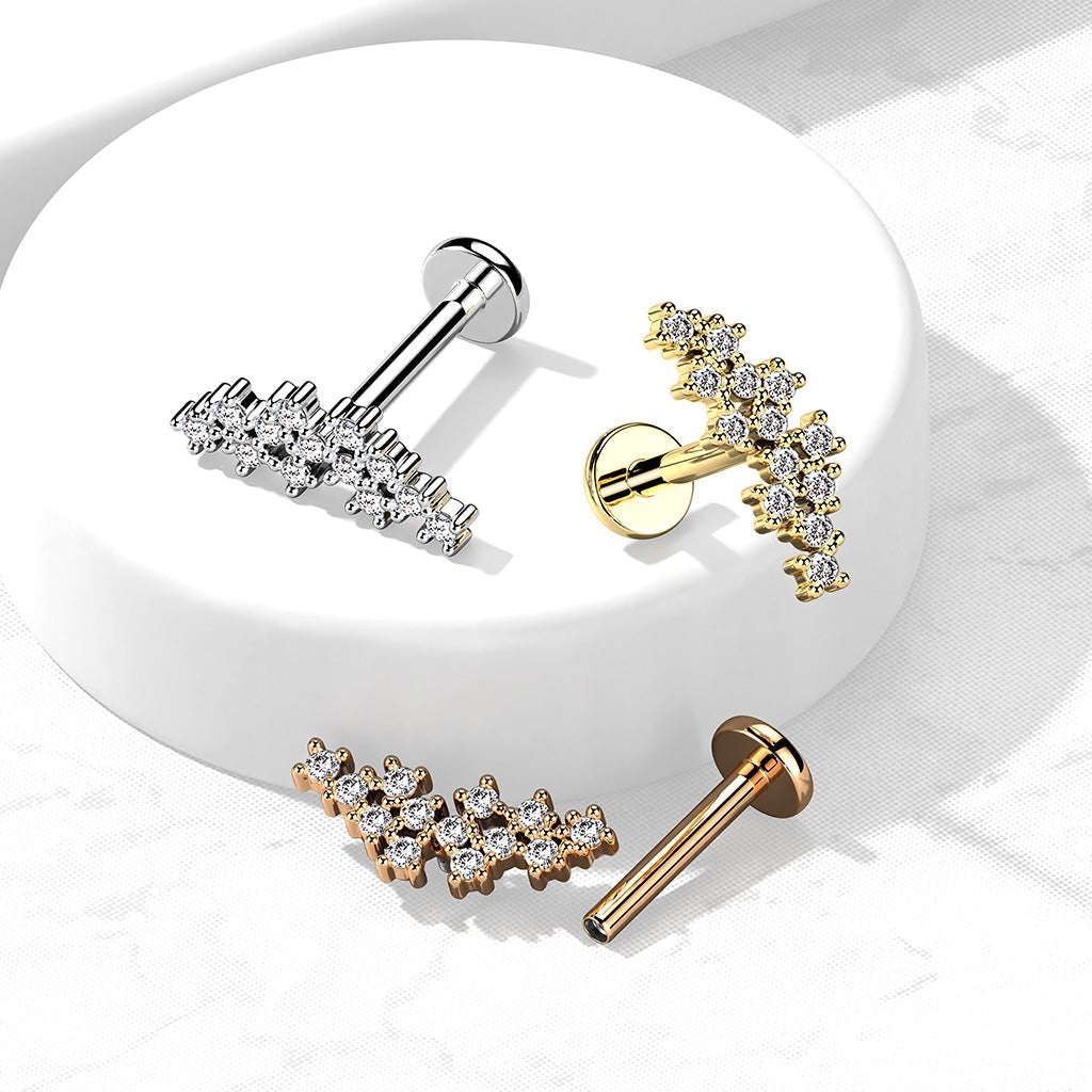 Cherry Diva Flat Back Stud 16 Gauge Internally Threaded Flat Back Crystal Cluster Stud