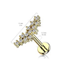 Cherry Diva Flat Back Stud 16 Gauge Internally Threaded Flat Back Crystal Cluster Stud