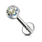 Cherry Diva Flat Back Stud AURORA 16 Gauge Surgical Steel Gemstone Flat Back Stud