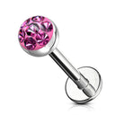 Cherry Diva Flat Back Stud PINK 16 Gauge Surgical Steel Gemstone Flat Back Stud