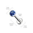 Cherry Diva Flat Back Stud 16 Gauge Surgical Steel Gemstone Flat Back Stud