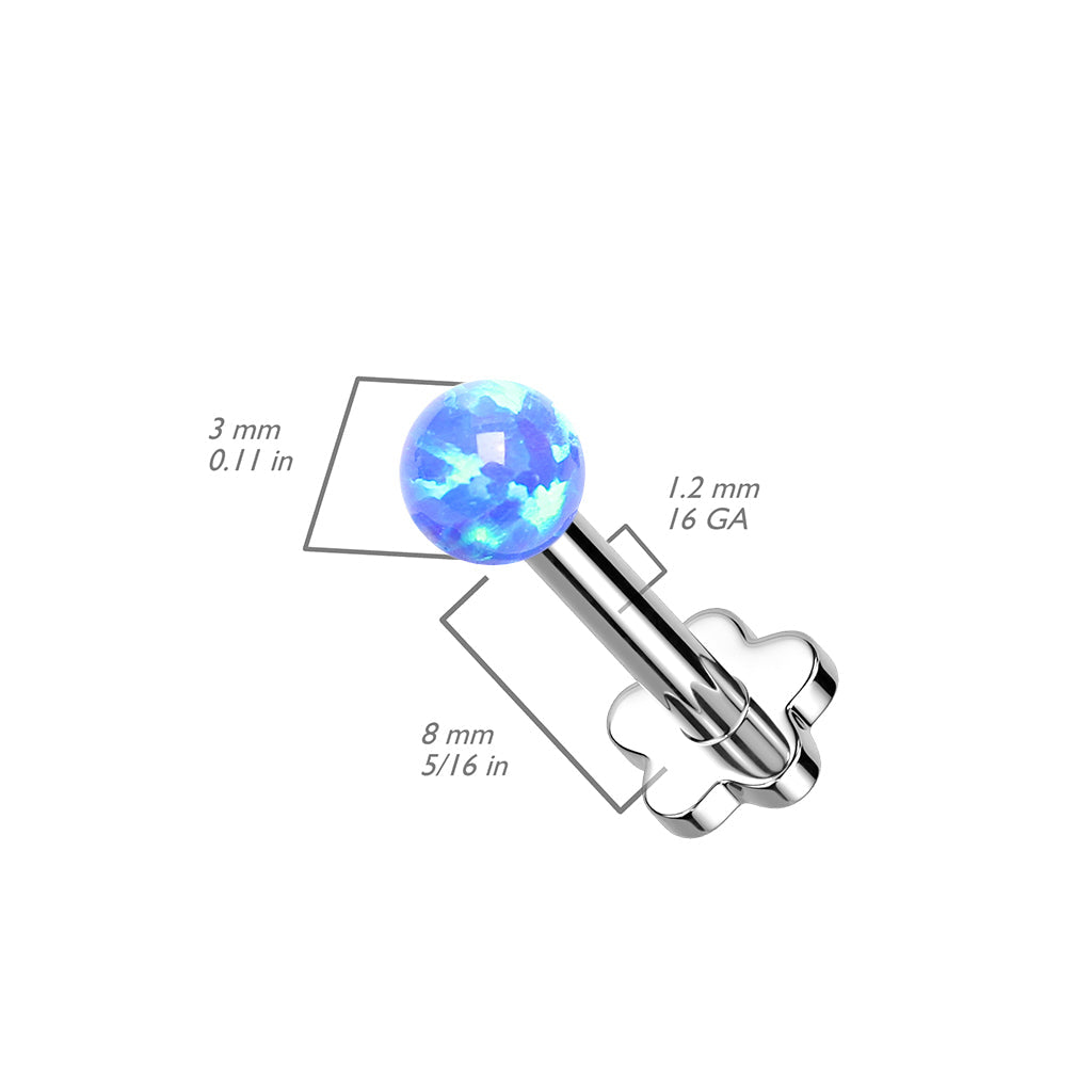 16 Gauge Titanium Flower Press Fit Opal Top Stud