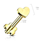 Cherry Diva Flat Back Stud 16 Gauge Titanium Heart Press Fit Flat Back Stud