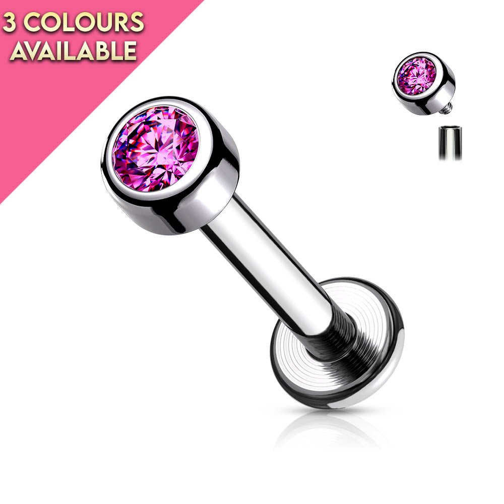 16 Gauge Titanium Internally Threaded Crystal Stud