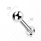 Cherry Diva Flat Back Stud 16 Gauge Titanium Internally Threaded Dome Top Stud
