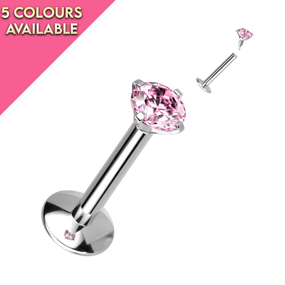 16 Gauge Titanium Internally Threaded Prong Set Crystal Stud
