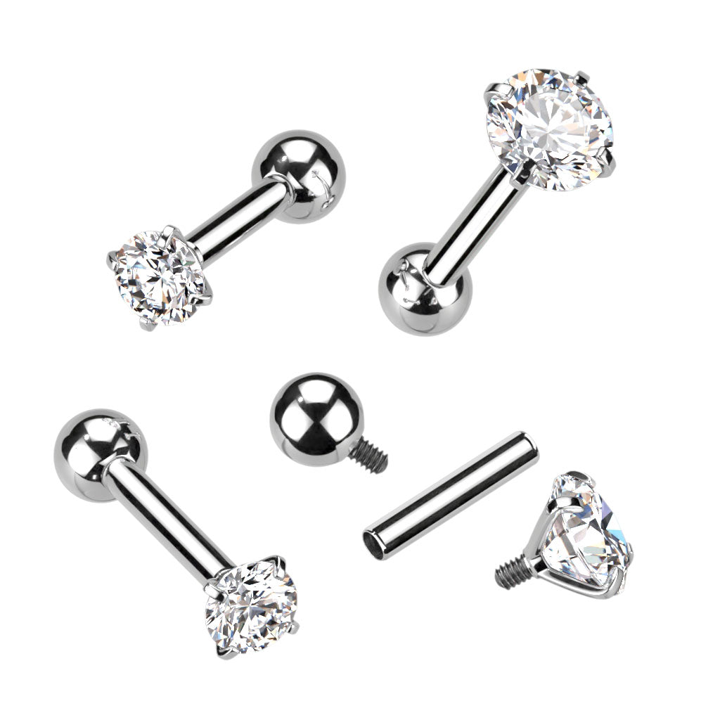 16 Gauge Titanium Internally Threaded Prong Set Crystal Stud