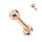 Cherry Diva Flat Back Stud Rose Gold 16 Gauge Titanium Metallic Crystal Top Flat Back Stud