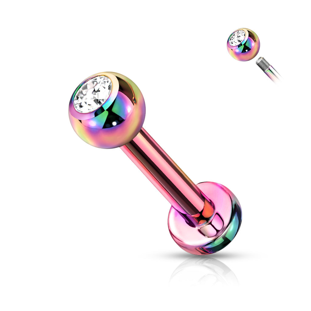 Cherry Diva Flat Back Stud Rainbow 16 Gauge Titanium Metallic Crystal Top Flat Back Stud