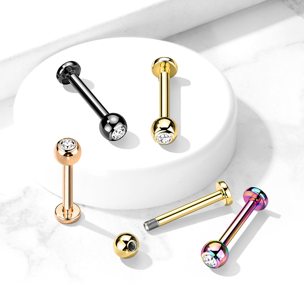 Cherry Diva Flat Back Stud 16 Gauge Titanium Metallic Crystal Top Flat Back Stud