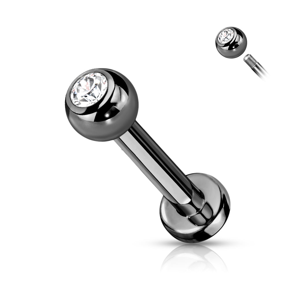 Cherry Diva Flat Back Stud Black 16 Gauge Titanium Metallic Crystal Top Flat Back Stud