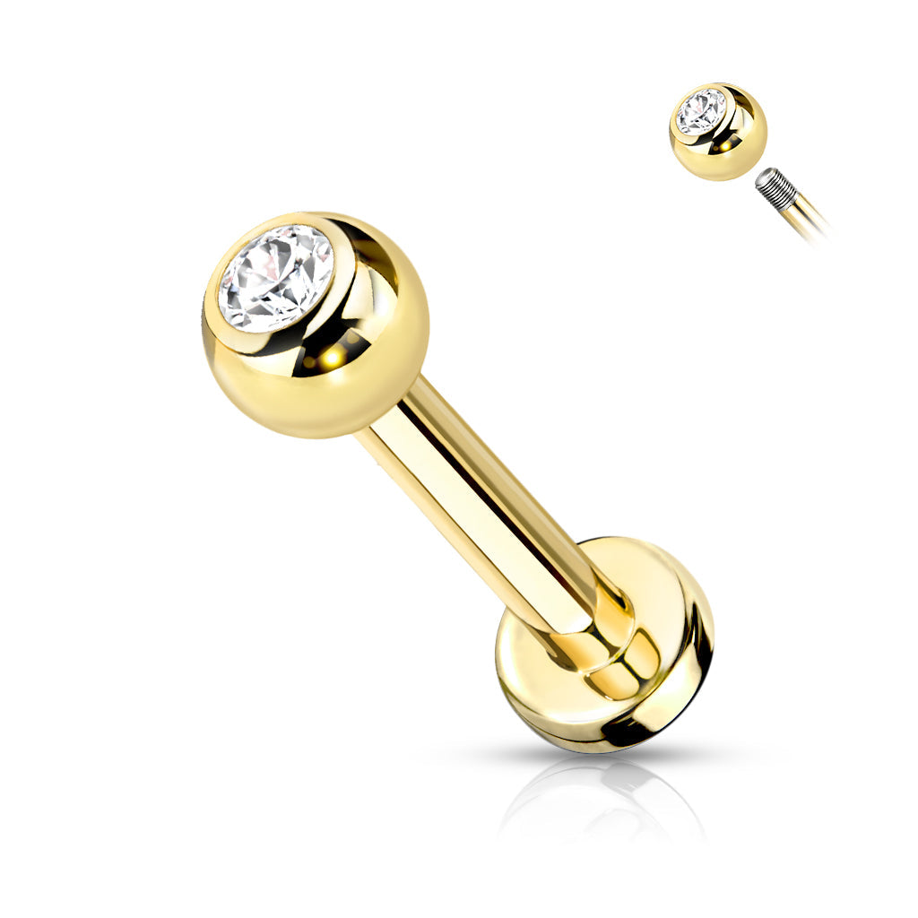 Cherry Diva Flat Back Stud Gold 16 Gauge Titanium Metallic Crystal Top Flat Back Stud