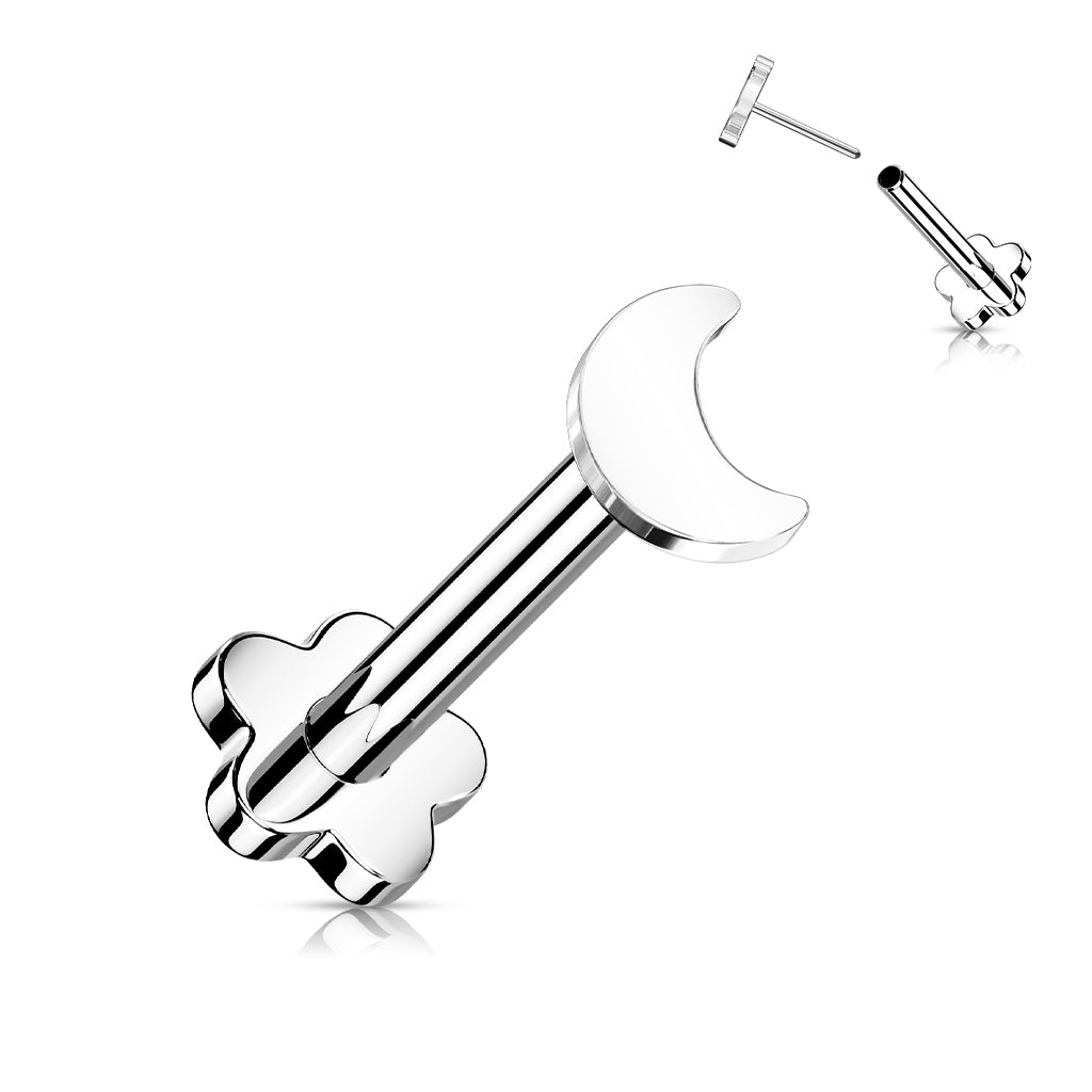 Cherry Diva Flat Back Stud 16 Gauge Titanium Moon Press Fit Flat Back Stud - Silver