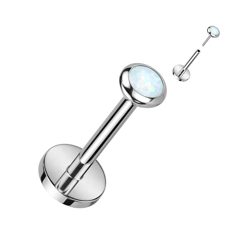 16 Gauge Titanium Press Fit Opal Top Flat Back Stud