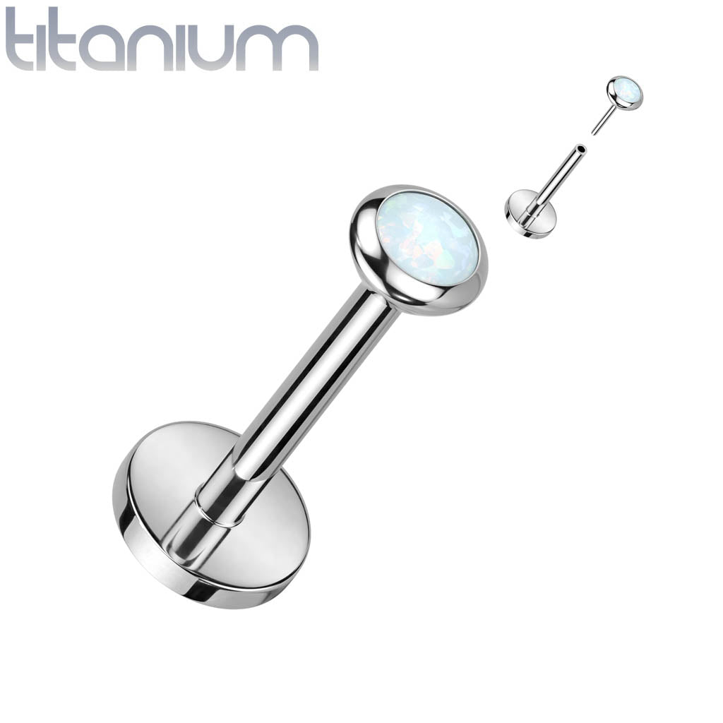16 Gauge Titanium Press Fit Opal Top Flat Back Stud