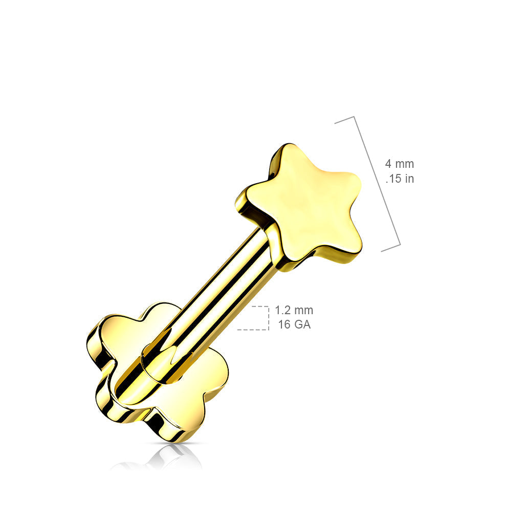 Cherry Diva Flat Back Stud 16 Gauge Titanium Star Press Fit Flat Back Stud
