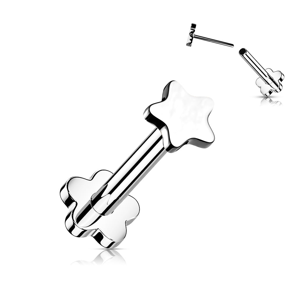 Cherry Diva Flat Back Stud 16 Gauge Titanium Star Press Fit Flat Back Stud