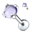 Cherry Diva Flat Back Stud 6MM 16 Gauge Prong Set Amethyst Top Internally Threaded Stud