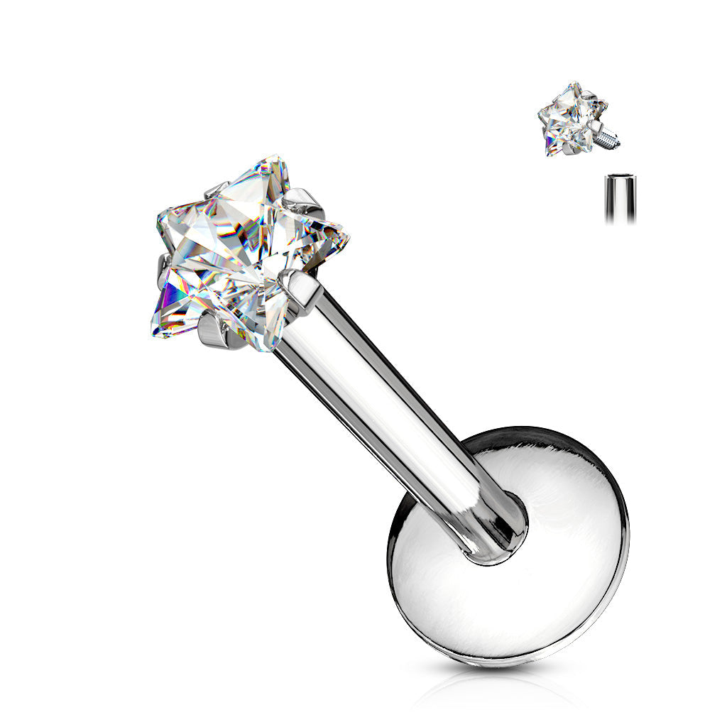 16 Gauge Prong Set Crystal Star Stud