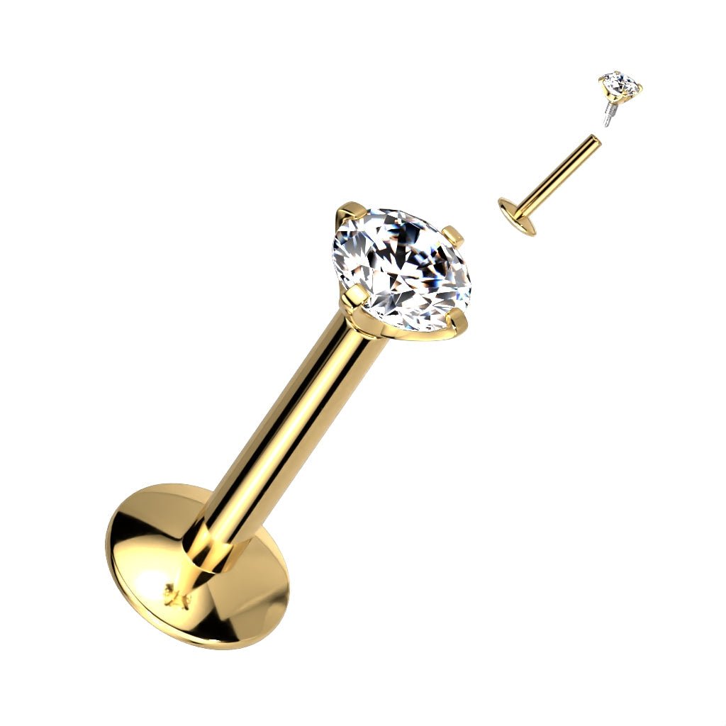 16 Gauge Titanium Internally Threaded Prong Set Crystal Stud