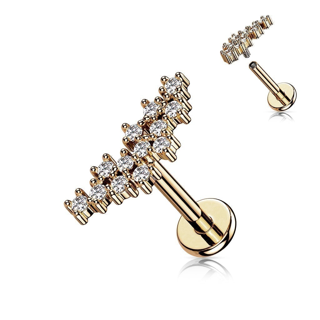 Cherry Diva Flat Back Stud ROSE GOLD 16 Gauge Internally Threaded Flat Back Crystal Cluster Stud