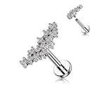 Cherry Diva Flat Back Stud SILVER 16 Gauge Internally Threaded Flat Back Crystal Cluster Stud