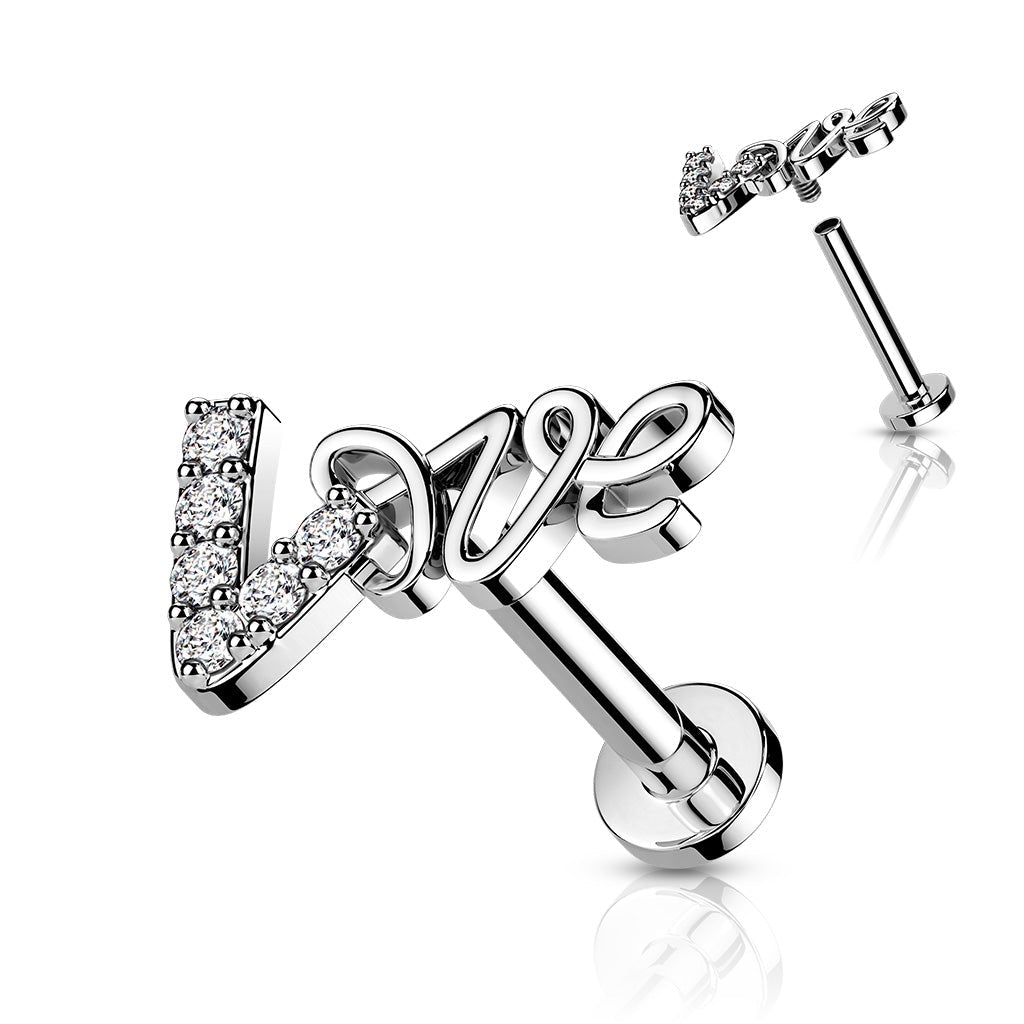 Cherry Diva Flat Back Stud Silver 16 Gauge Internally Threaded Love Story Stud