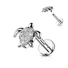 Cherry Diva Flat Back Stud SILVER 16 Gauge Internally Threaded Little Turtle Stud
