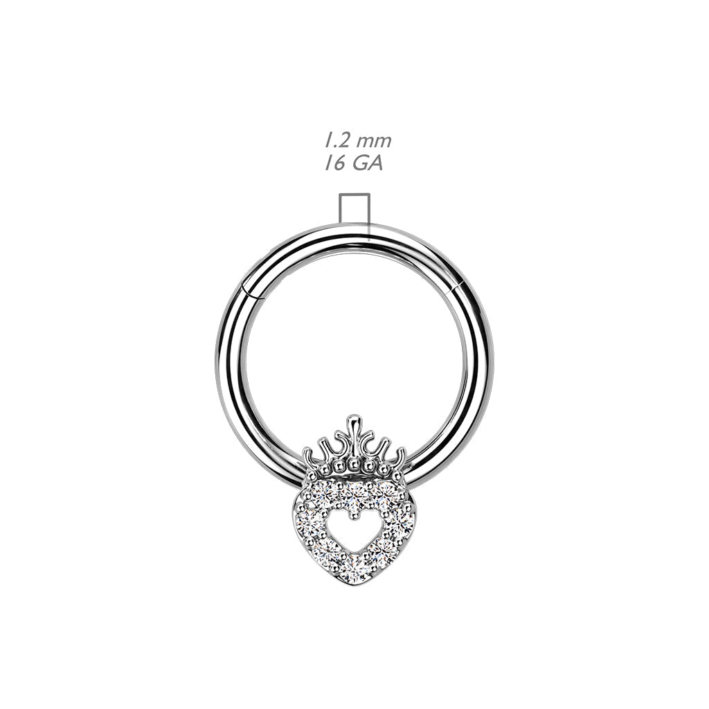 Cherry Diva Hinged Ring 16 Gauge Hinged Silver Crown Hoop Ring