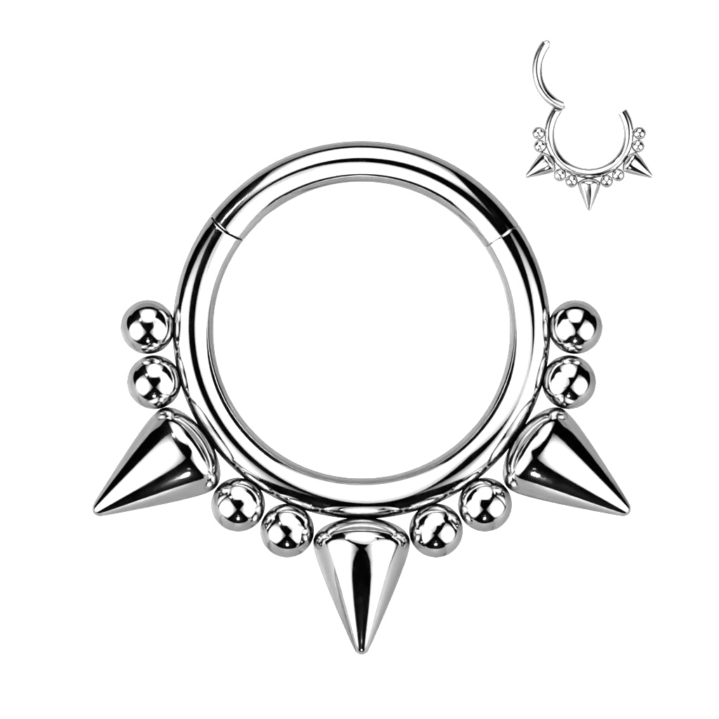16 Gauge Hinged Spiked Lined Hoop Ring