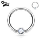 16 Gauge Bendable Cut Ring With Crystal Ball End