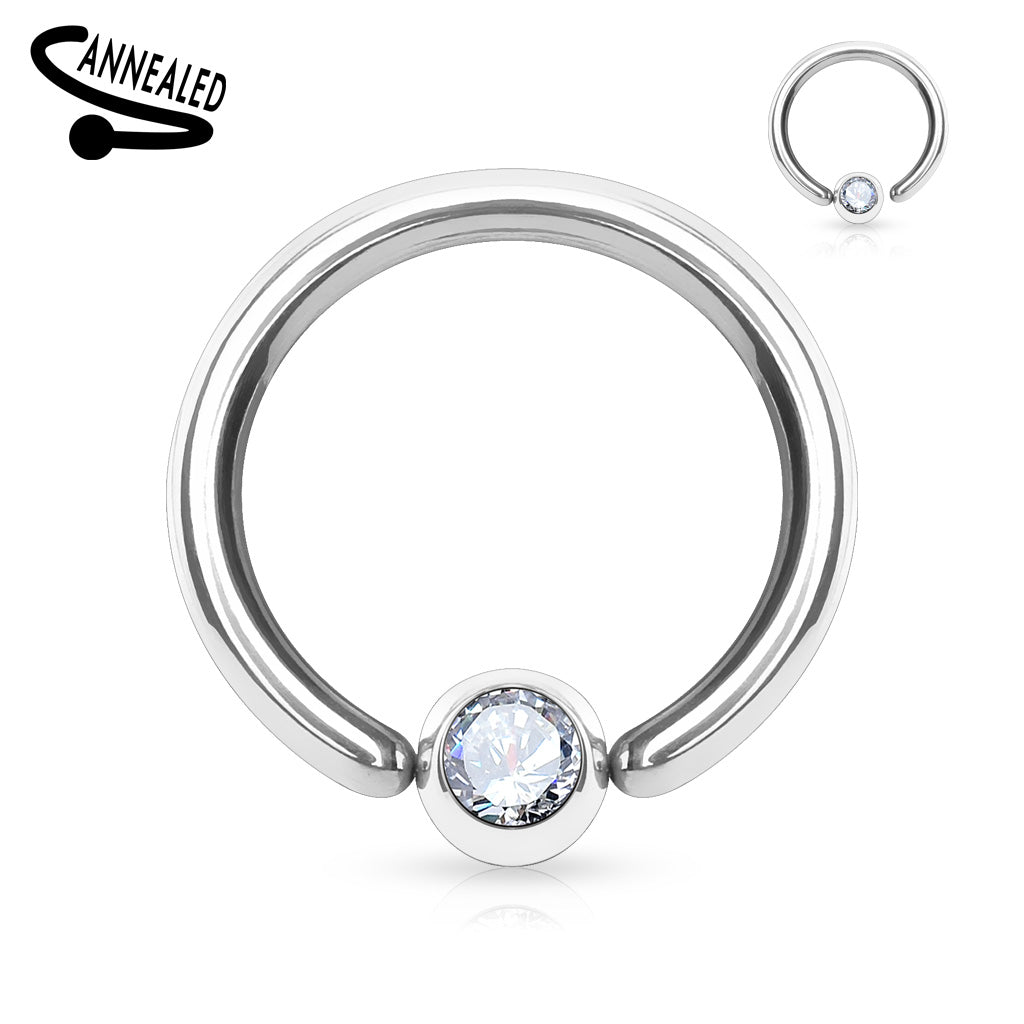 16 Gauge Bendable Cut Ring With Crystal Ball End